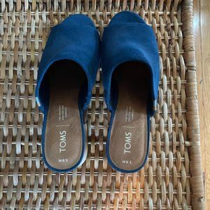 TOMS Blue Suede Mule Sandals